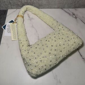Elegant Cream Beaded Handbag